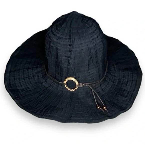 Black Adjustable Brim - Wide Brim Sun Hat - Adult One Size - Picture 5 of 11